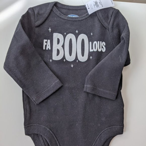 NWT Old Navy Black "FaBOOlous" Onesie 3-6m - Picture 1 of 5